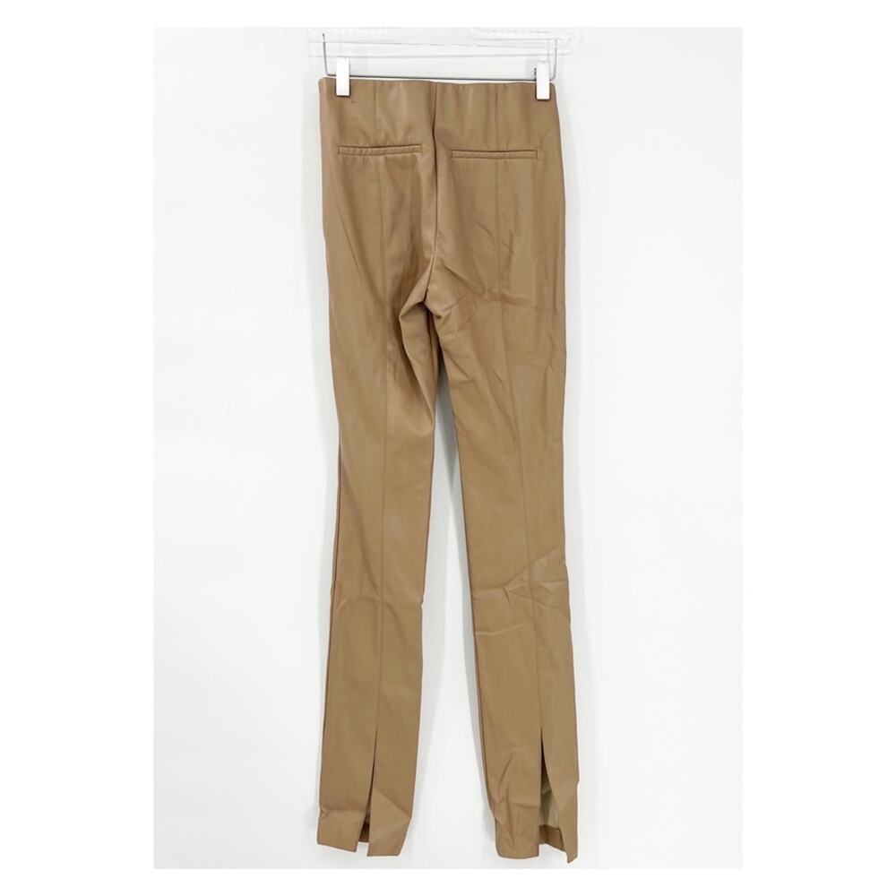 ZARA Faux Leather High Waist Slit Back Skinny Pants XS Tan‎ - Picture 3 of 7